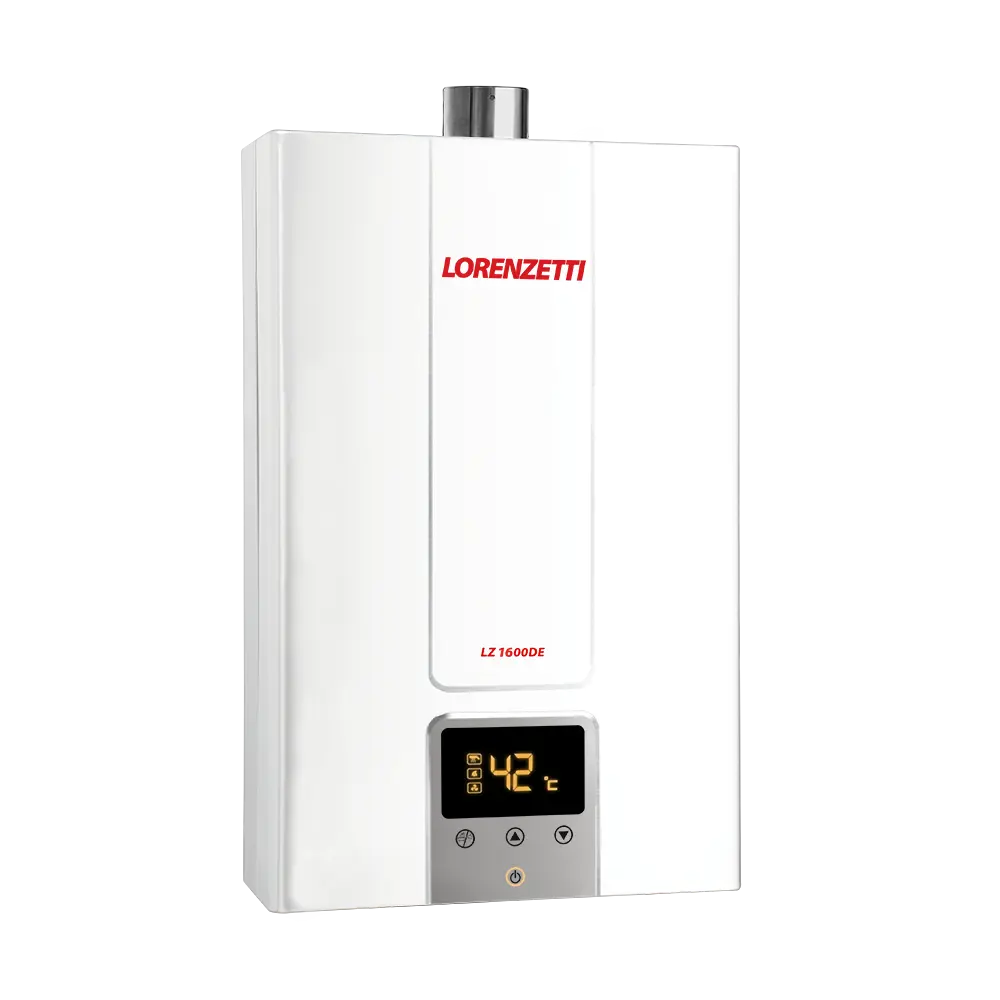 Foto real de Aquecedor de Agua A Gas Lorenzetti Lz 1600 de Branco 15 Litros Digital Gas GN
