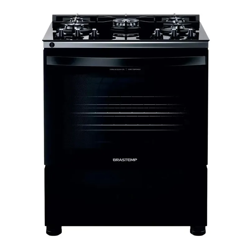 Foto real de Brastemp BFS5VCE 5 Bocas Preto com Mesa de Vidro