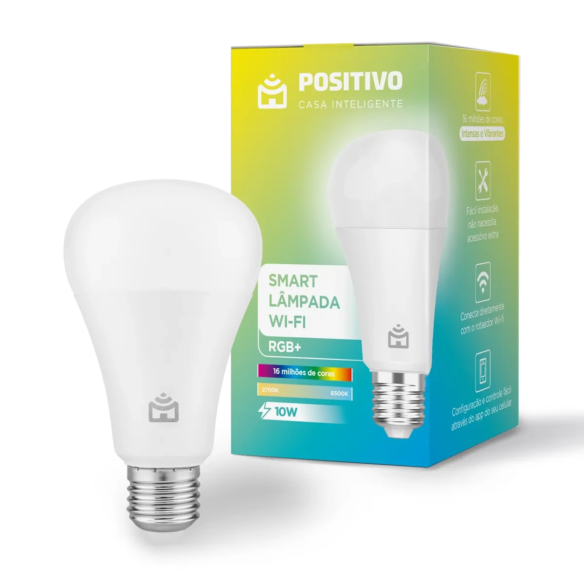 Foto real de Positivo Casa Inteligente Smart Lâmpada Wi‑Fi RGB 10W