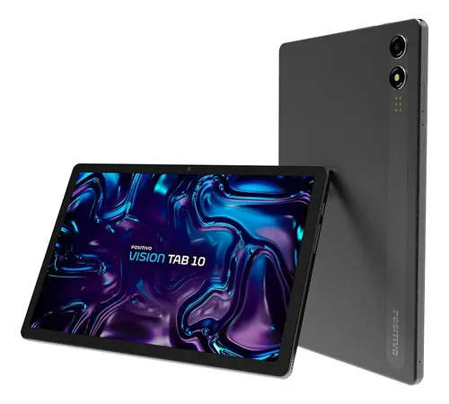 Foto real de Tablet Positivo Vision Tab 10 4GB Ram 128GB Armazenamento, Octa-Core, 13MP + Selfie 5MP, Bateria 6000mAh, Tela 10.1 HD, Wi-Fi AC E 4G, Full Lamination