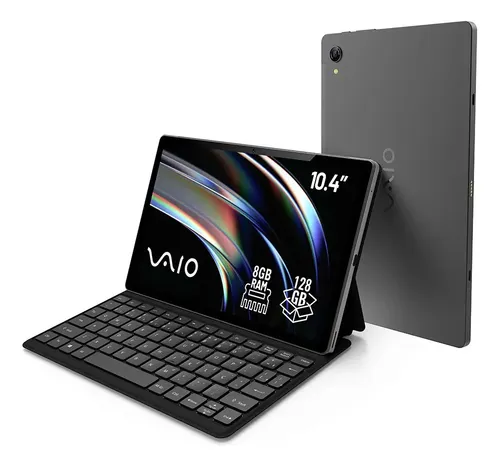Foto real de Tablet VAIO TL10 8GB 128GB Octa-Core, Tela 10.4” 2K, 4G WiFi, Câmera 8MP + Selfie 5MP, 7000mAh, Android 13, com Teclado de Conexão Inteligente – Preto